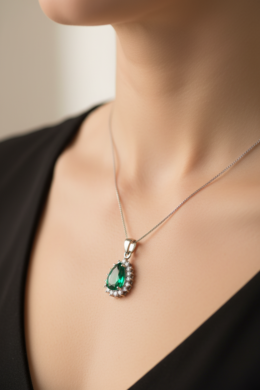 Emerald Cubic Zirconia Pendant