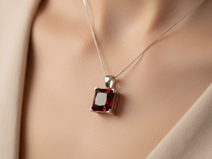 Garnet Cubic Zirconia Pendant