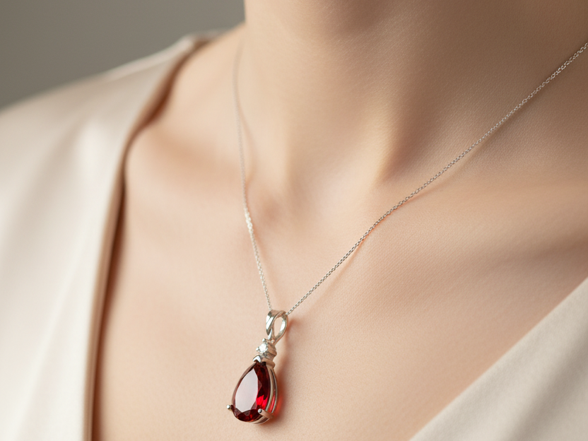 Garnet Cubic Zirconia Pendant