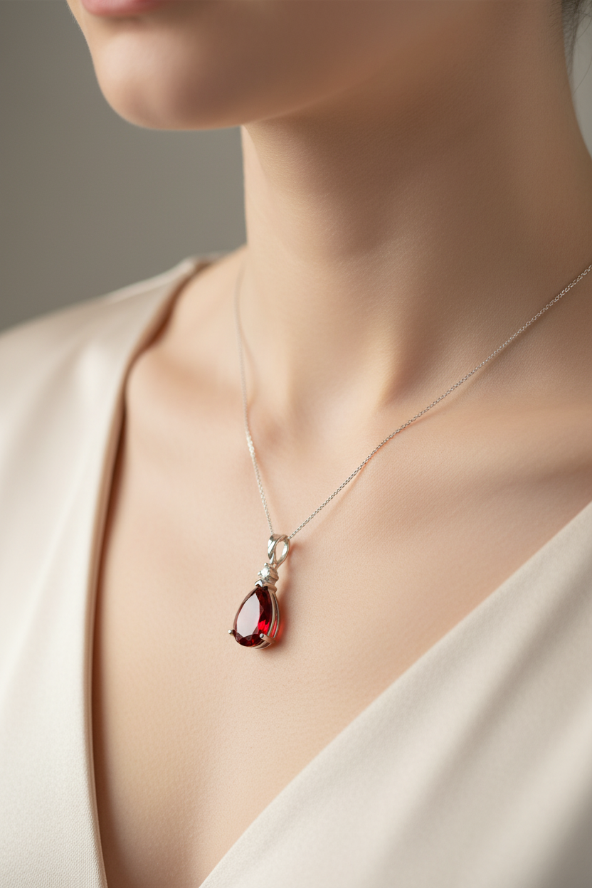 Garnet Cubic Zirconia Pendant
