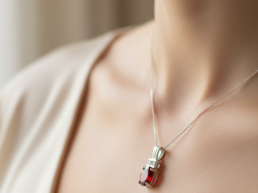 Garnet Cubic Zirconia Pendant
