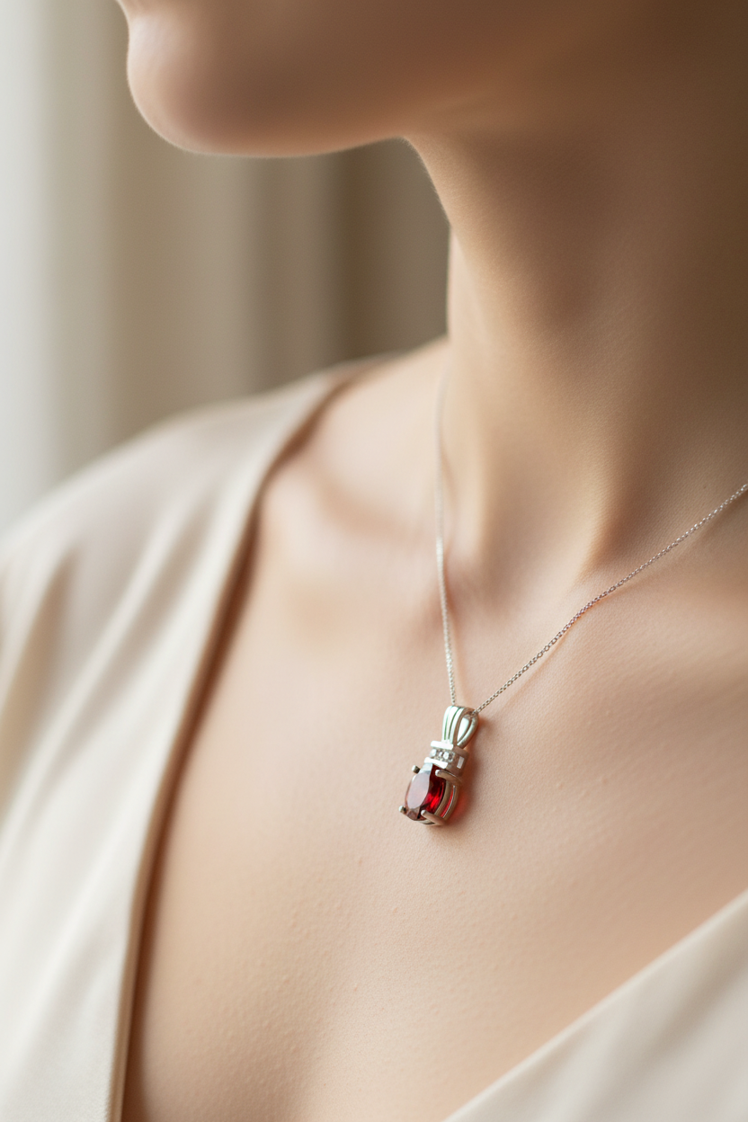 Garnet Cubic Zirconia Pendant