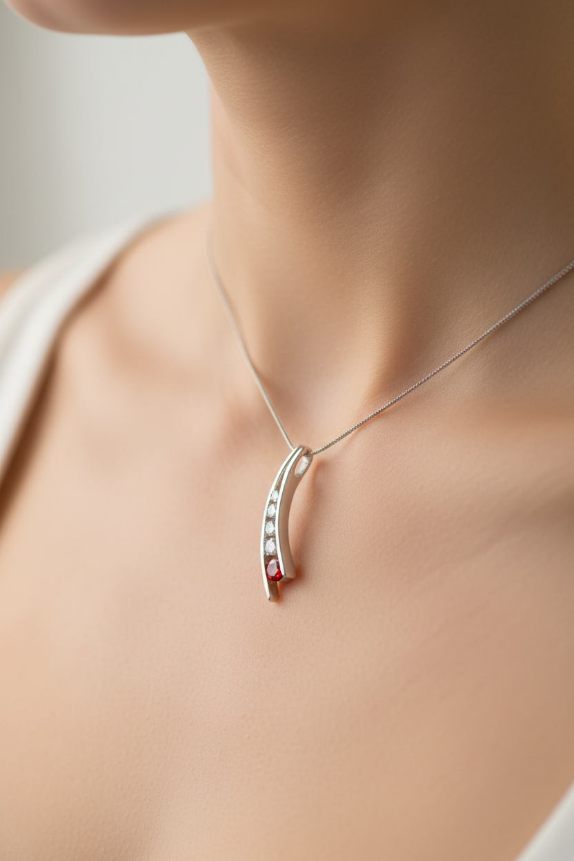 Garnet Cubic Zirconia Pendant