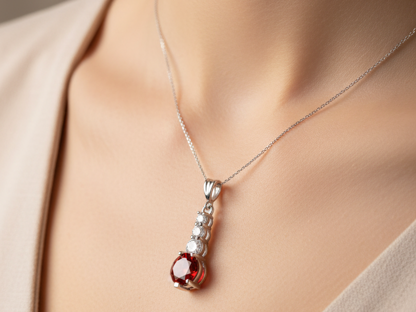 Garnet Cubic Zirconia Pendant