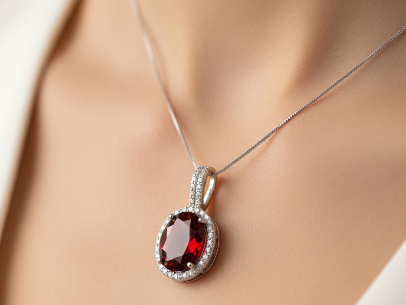 Garnet Cubic Zirconia Pendant