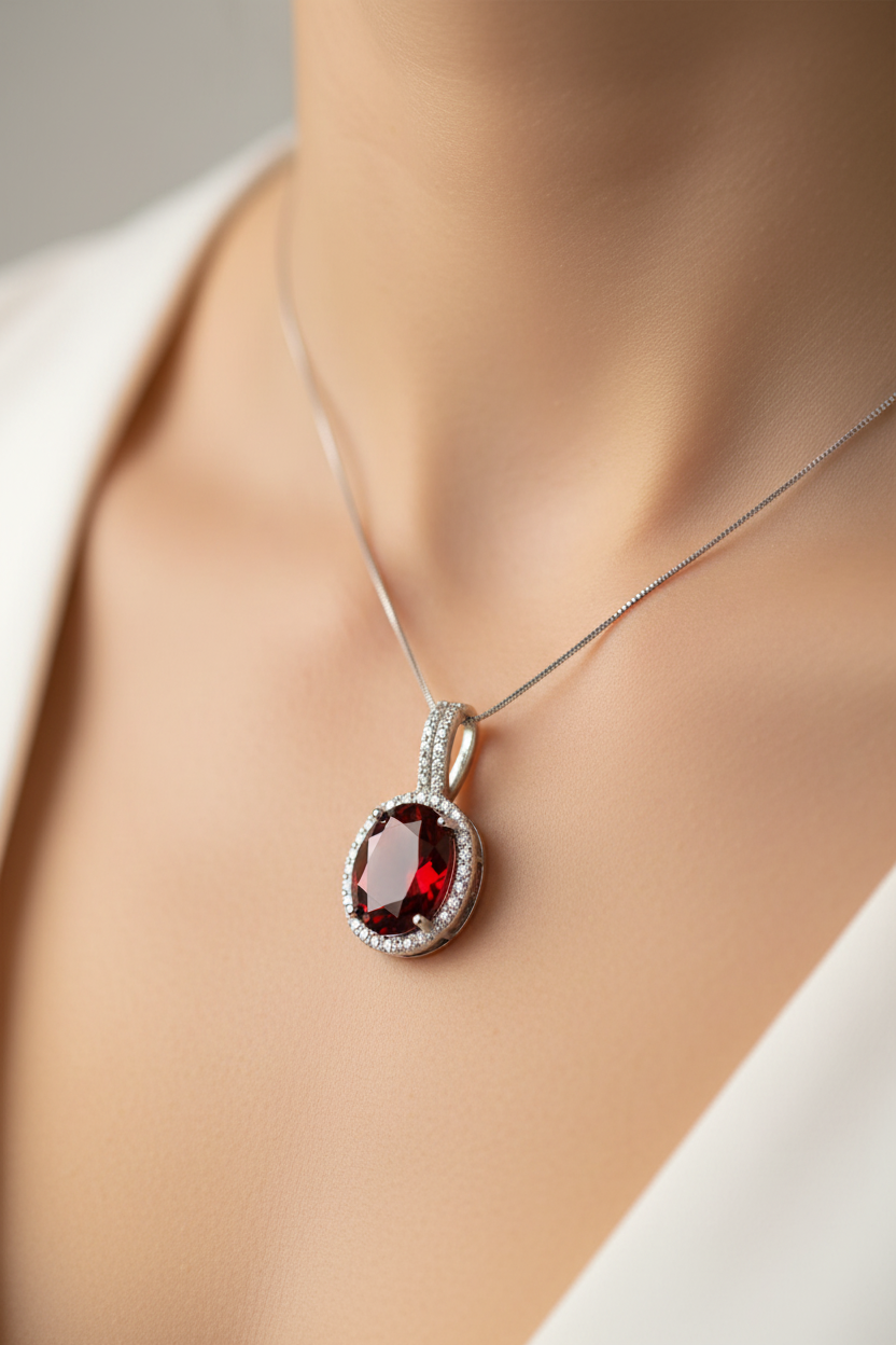 Garnet Cubic Zirconia Pendant