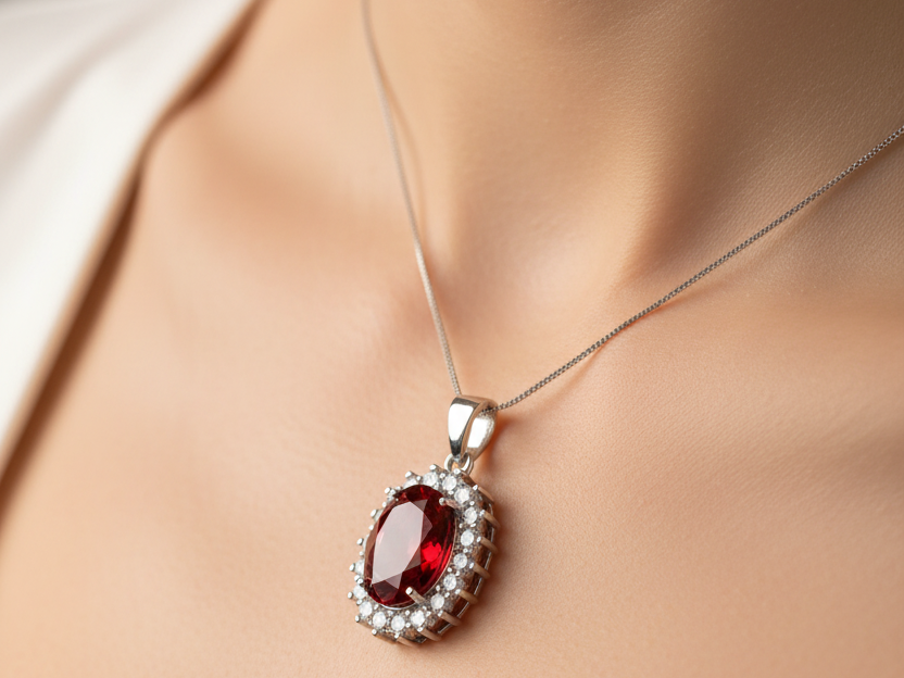 Garnet Cubic Zirconia Pendant