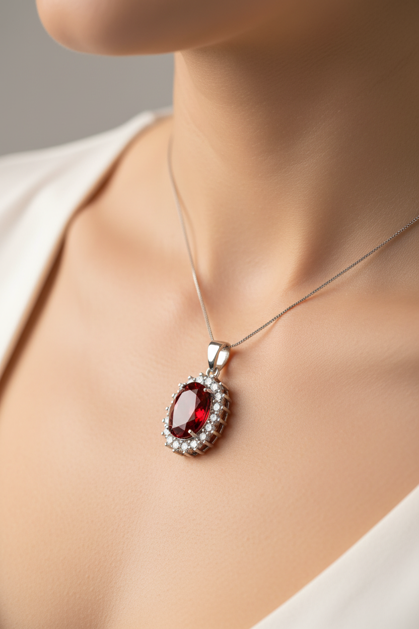 Garnet Cubic Zirconia Pendant