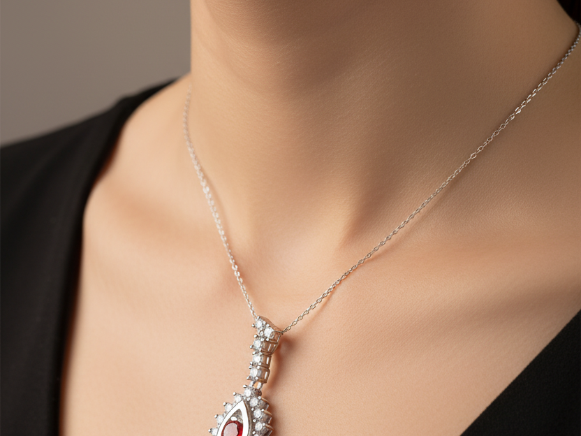 Garnet Cubic Zirconia Pendant