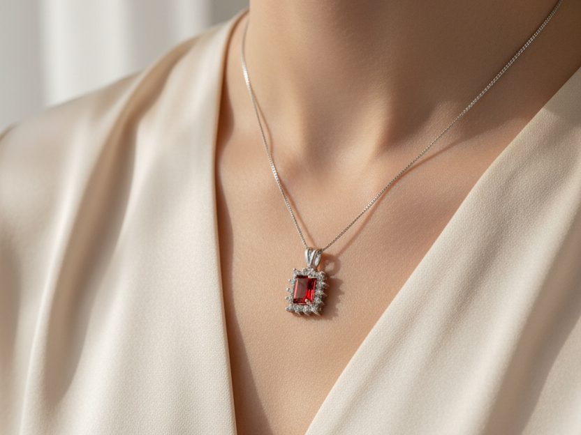Garnet Cubic Zirconia Pendant