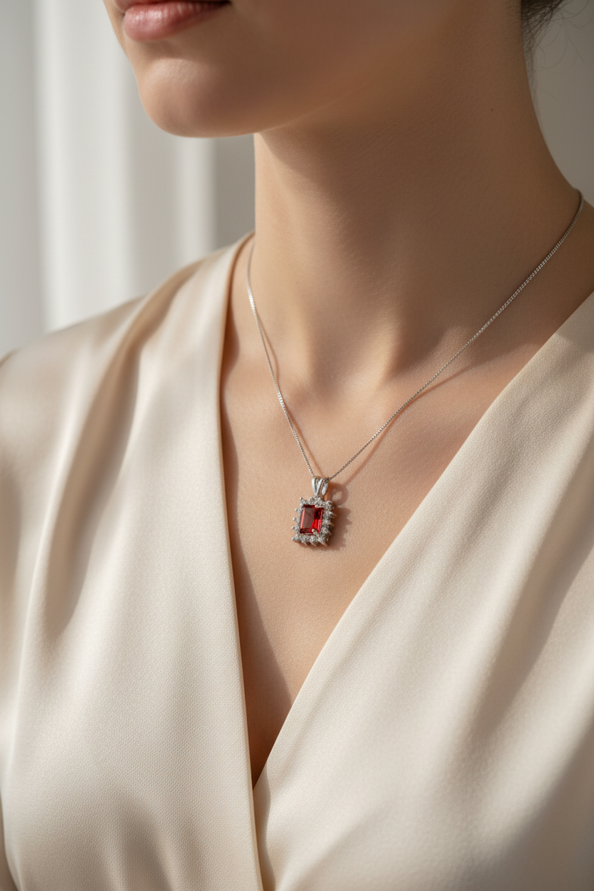 Garnet Cubic Zirconia Pendant