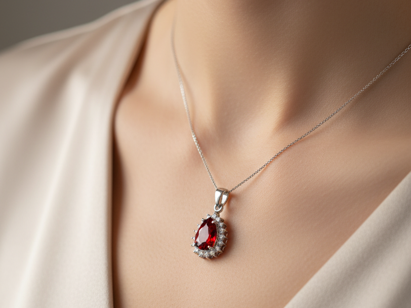 Garnet Cubic Zirconia Pendant