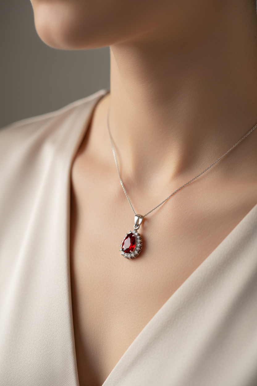 Garnet Cubic Zirconia Pendant