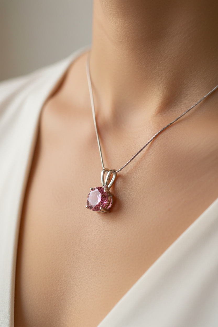 Pink Cubic Zirconia Pendant
