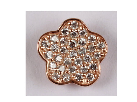 A Rose Plated On Silver  With White Cubic Zirconia Pendant