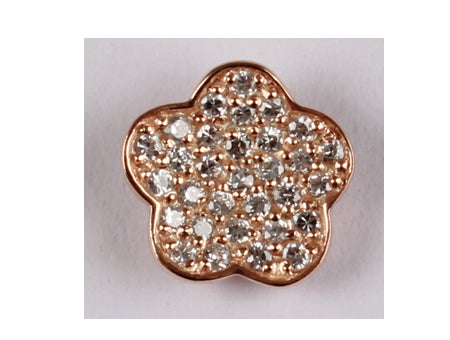 A Rose Plated On Silver  With White Cubic Zirconia Pendant
