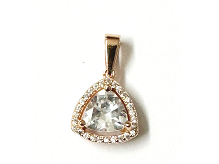 A White Cubic Zirconia Rose Plated Silver Pendant.