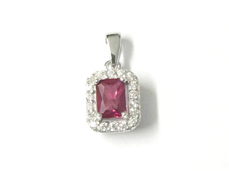 A Ruby & White Cubic Zirconia Pendant.