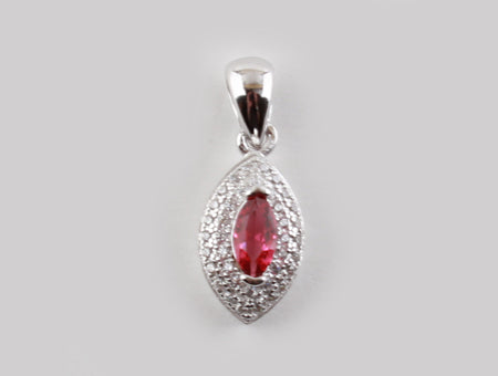 A Ruby & White Cubic Zirconia Pendant.