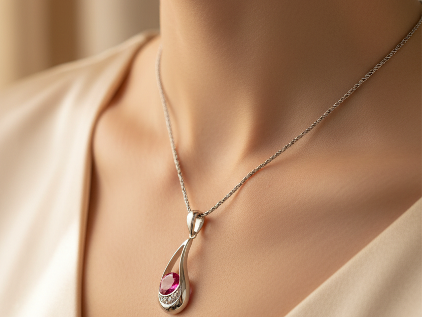 Ruby Cubic Zirconia Pendant
