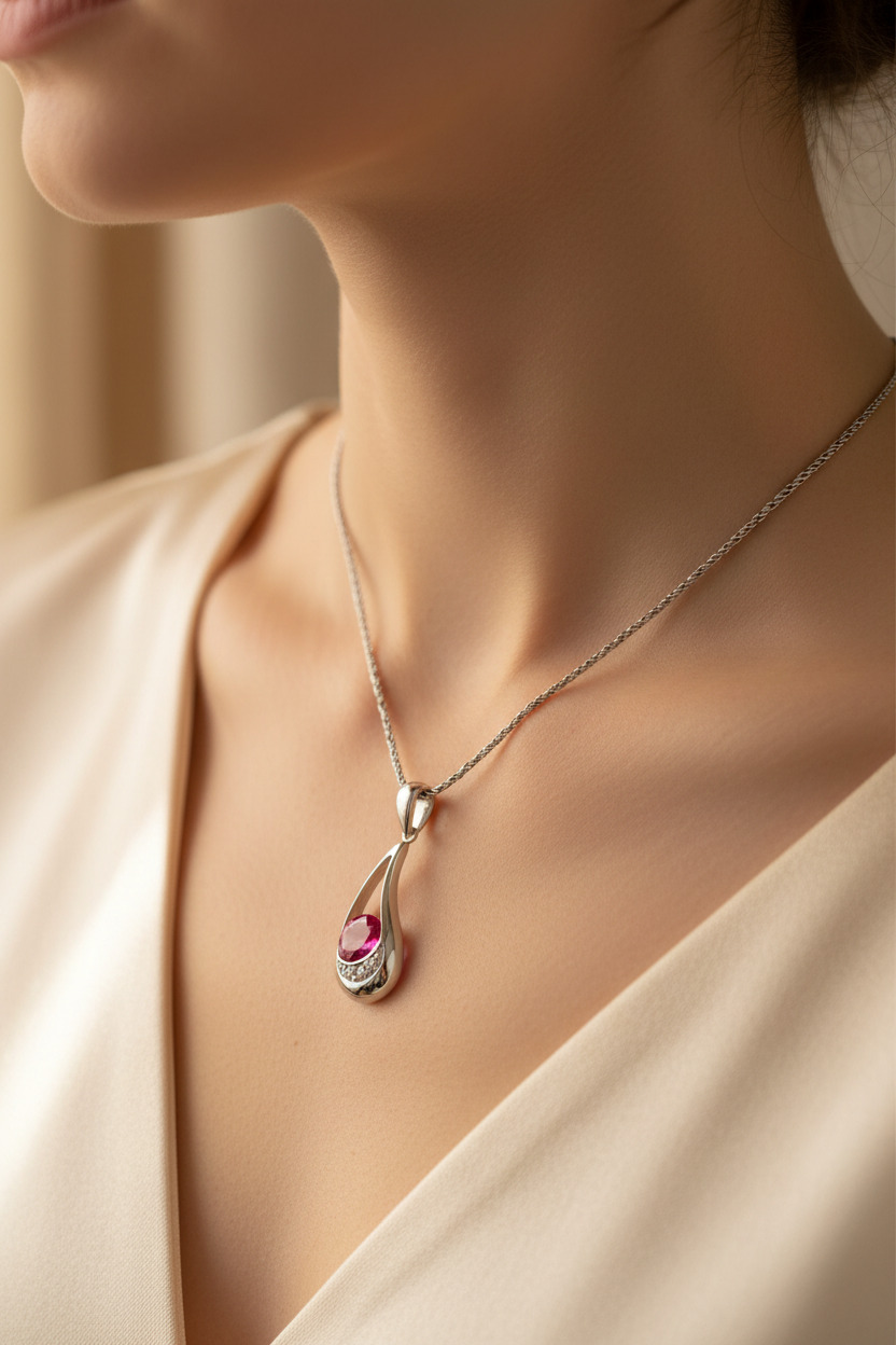 Ruby Cubic Zirconia Pendant