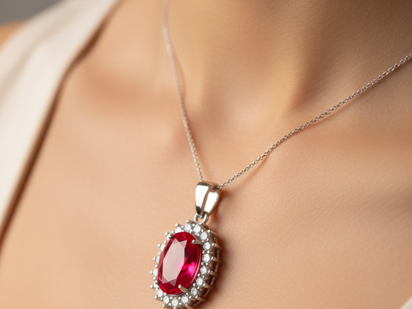 Ruby Cubic Zirconia Pendant