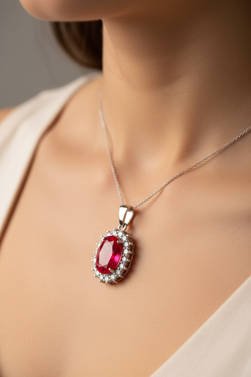 Ruby Cubic Zirconia Pendant