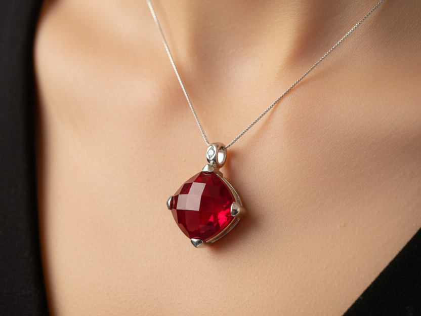 Ruby Cubic Zirconia Pendant