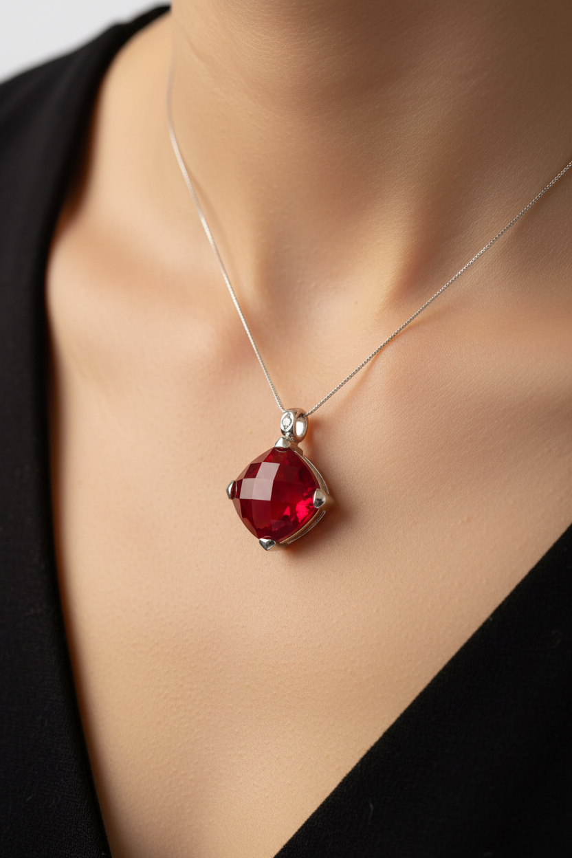 Ruby Cubic Zirconia Pendant