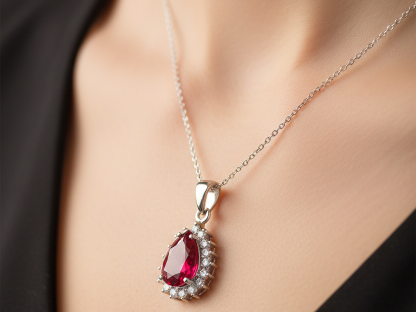 Ruby Cubic Zirconia Pendant