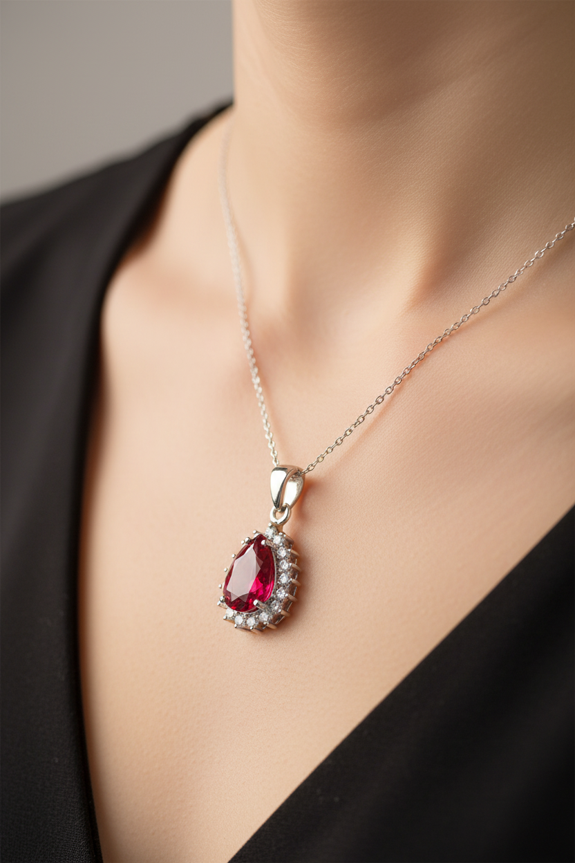 Ruby Cubic Zirconia Pendant