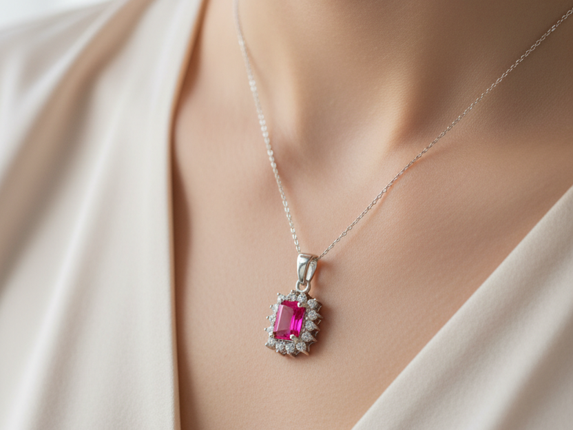 Ruby Cubic Zirconia Pendant