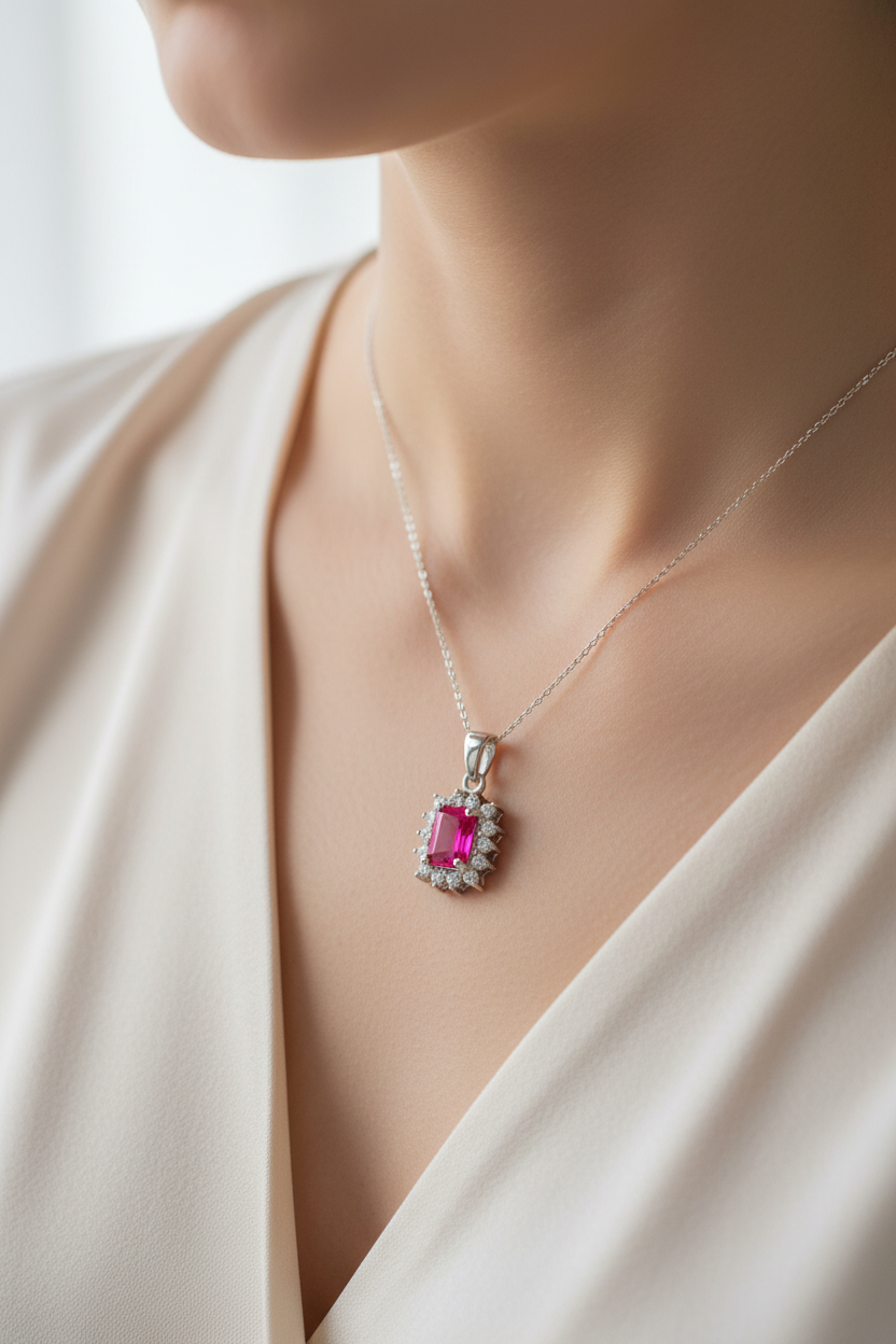 Ruby Cubic Zirconia Pendant