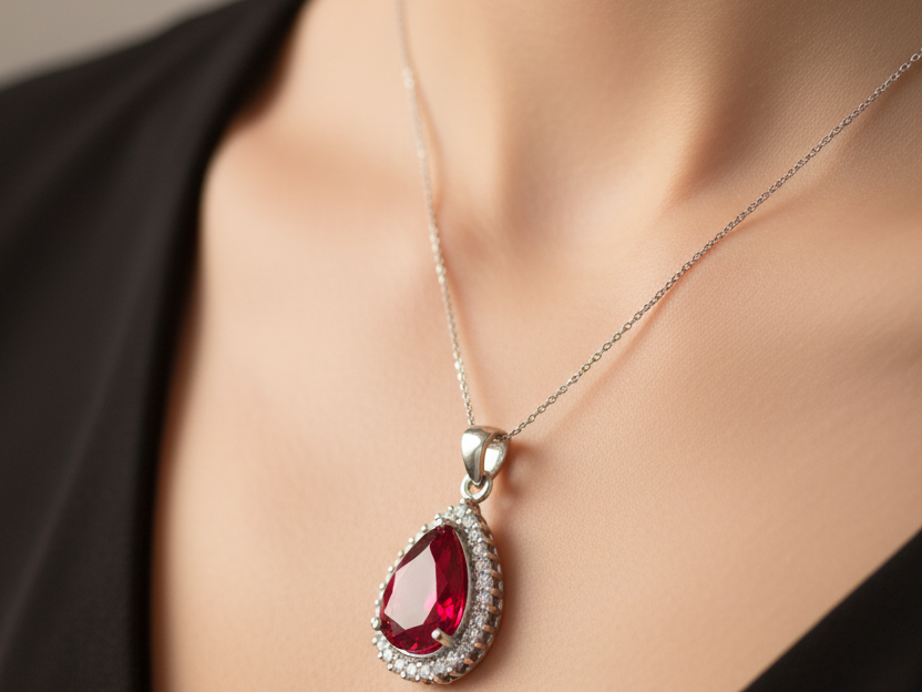 Ruby Cubic Zirconia Pendant