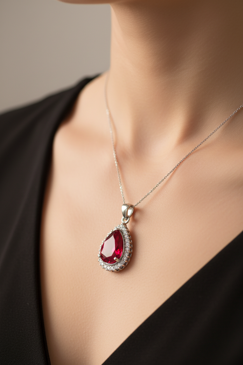 Ruby Cubic Zirconia Pendant