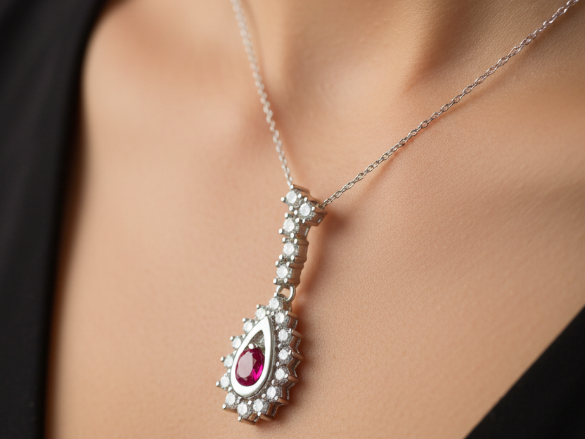 Ruby Cubic Zirconia Pendant