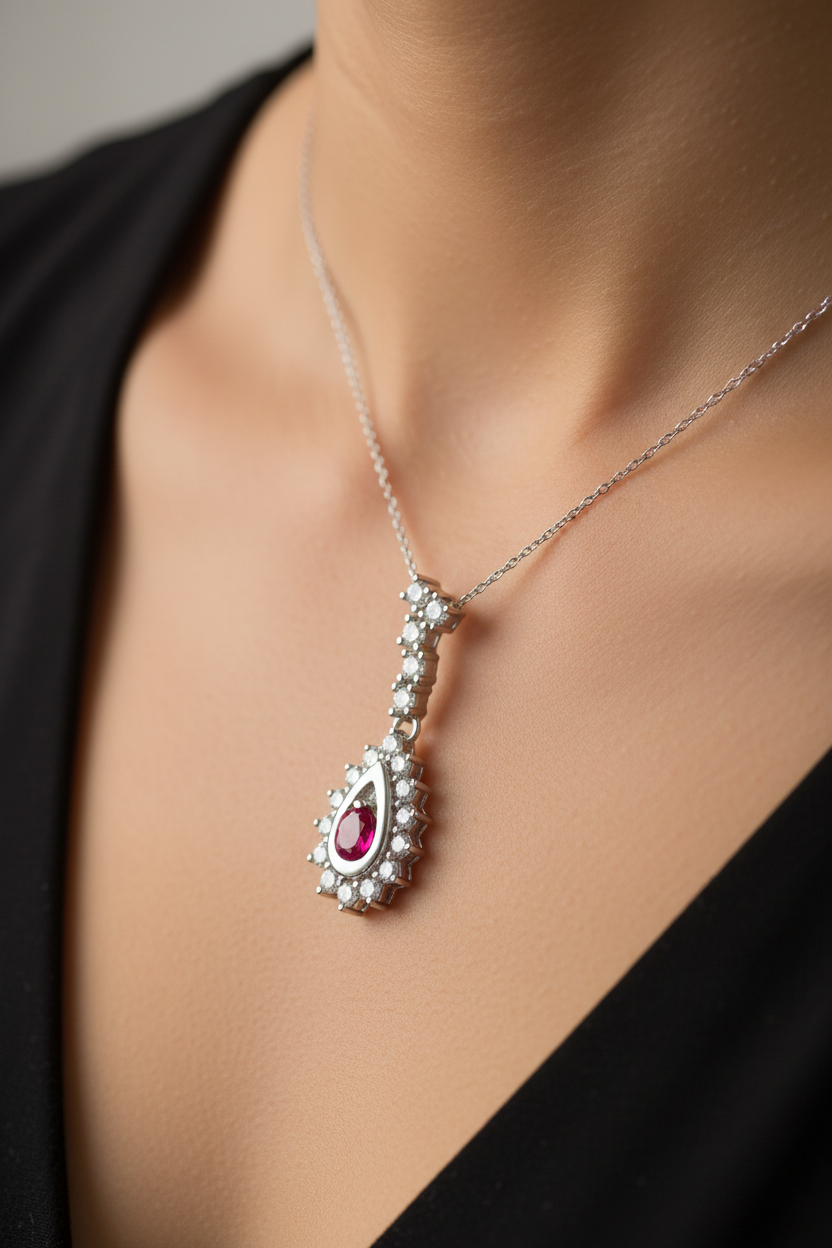 Ruby Cubic Zirconia Pendant