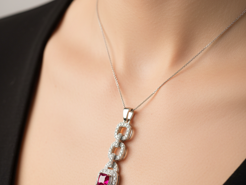 Ruby Cubic Zirconia Pendant