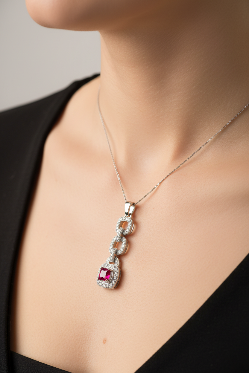 Ruby Cubic Zirconia Pendant
