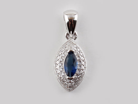 A Sapphire & White Cubic Zirconia Pendant.