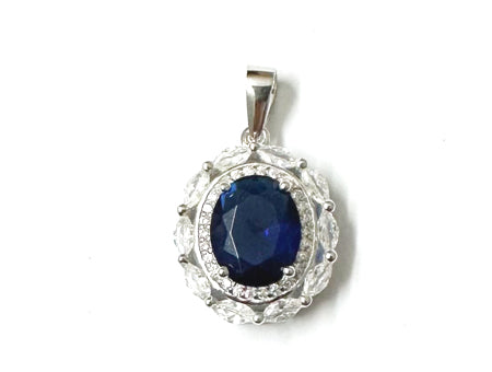 Sapphire & White Cubic Zirconia Pendant.