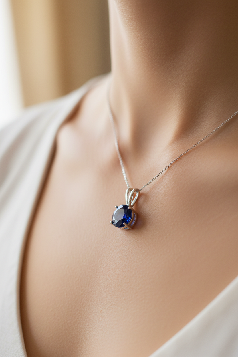Sapphire Cubic Zirconia Pendant