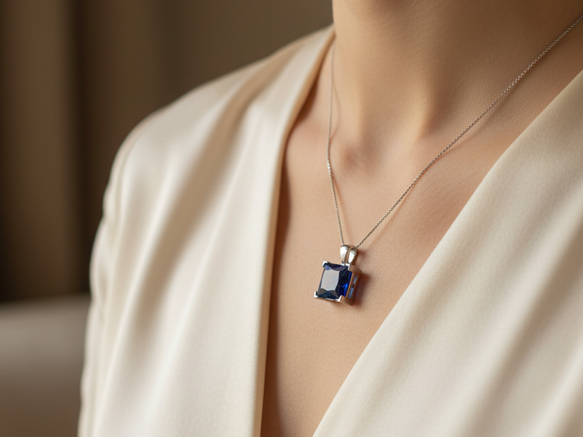 Sapphire Cubic Zirconia Pendant