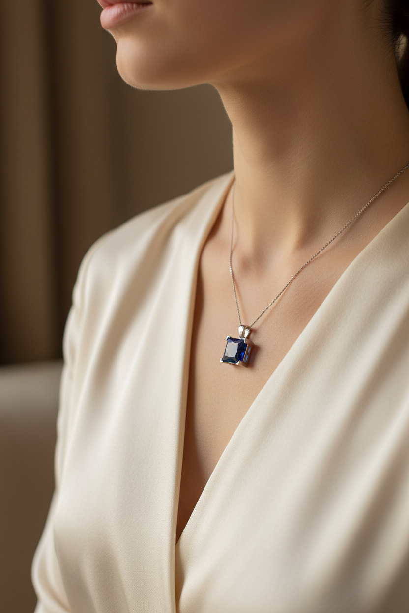 Sapphire Cubic Zirconia Pendant