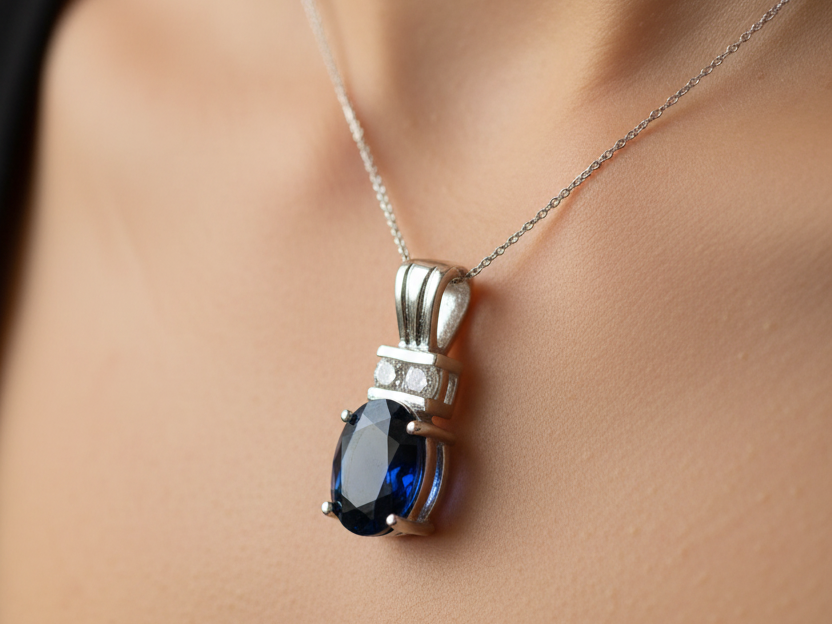Sapphire Cubic Zirconia Pendant