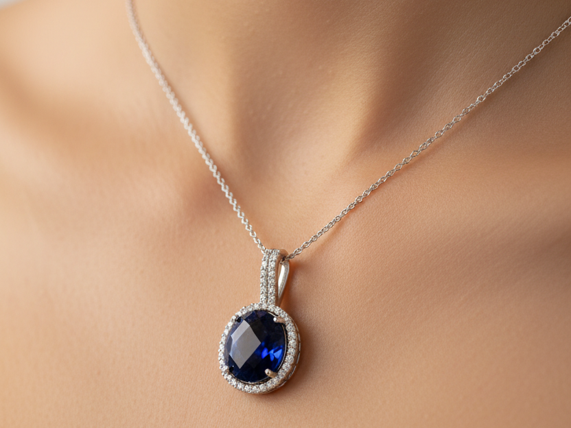 Sapphire Cubic Zirconia Pendant