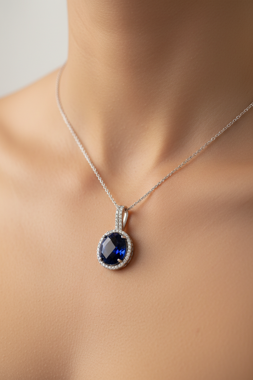 Sapphire Cubic Zirconia Pendant