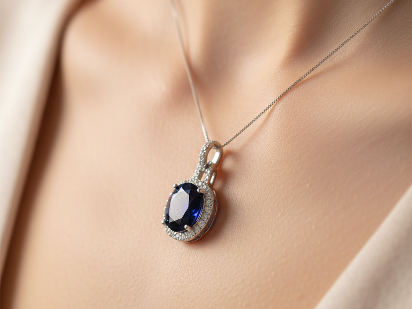 Sapphire Cubic Zirconia Pendant