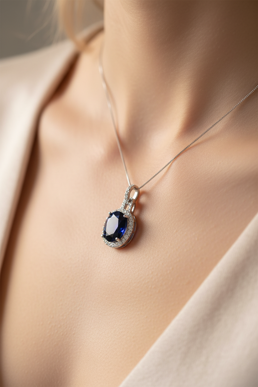 Sapphire Cubic Zirconia Pendant