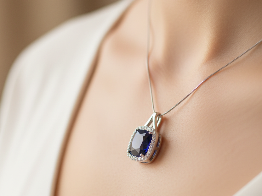 Sapphire Cubic Zirconia Pendant